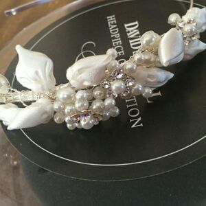 #222 David's Bridal - Crystal & Pearl like beaded Ivory headband